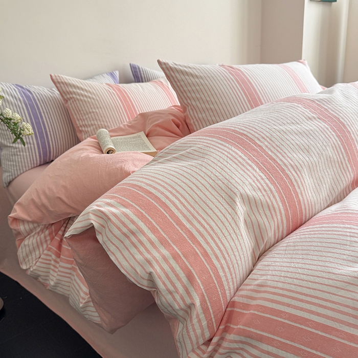 91家纺网 家纺一手货源 找家纺 玖弘家居 2025新款提花全棉四件套-繁星 繁星-粉