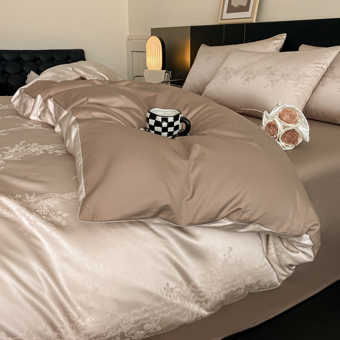 91家纺网 家纺一手货源 找家纺 琪格格纺织 2025春夏新款莱赛尔天丝四件套 莱赛尔 花淡妍