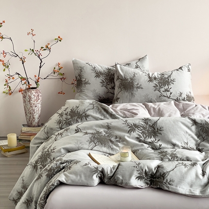 赛丽雅 2025新款60s全棉大提花纯棉简约轻奢全棉双层纱四件套 新竹