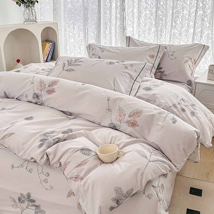 91家纺网 家纺一手货源 找家纺 锦罗绣 2025新款全棉13376印花套件单品单被套 小思绪-粉