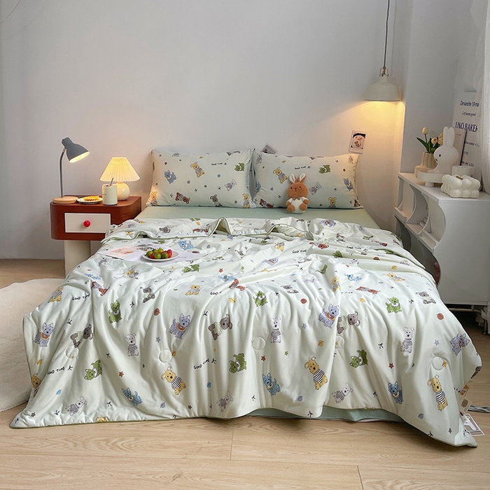 91家纺网 家纺一手货源 找家纺 简爱 2025新款A类针织棉大豆纤维夏被 嘟嘟狗