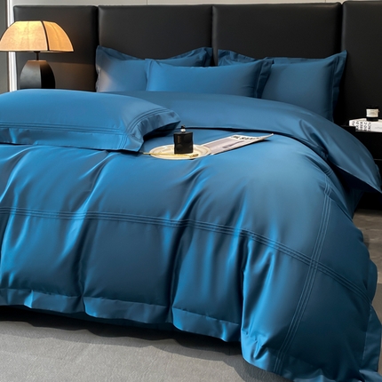 91家纺网 家纺一手货源 找家纺 水云缦 2025新款全棉埋绳款四件套-保罗款 保罗款宾利蓝