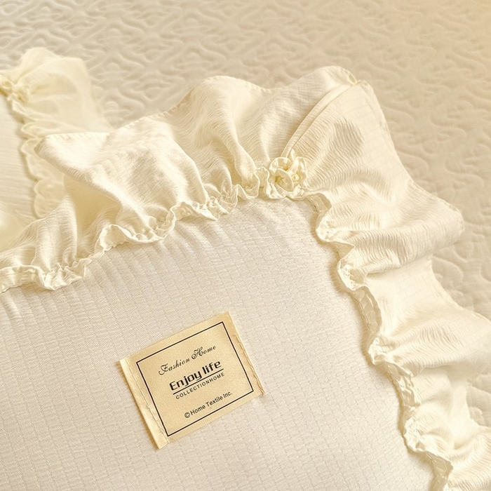 91家纺网 家纺一手货源 找家纺 花香四季家纺 2025新款泡芙小姐双层纱华夫格柔棉夹棉绗缝床盖床垫子单件三件套 泡芙小姐-奶油黄