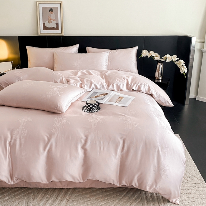 91家纺网 家纺一手货源 找家纺 琪格格纺织 2025春夏新款莱赛尔天丝四件套 莱赛尔 花淡妍紫