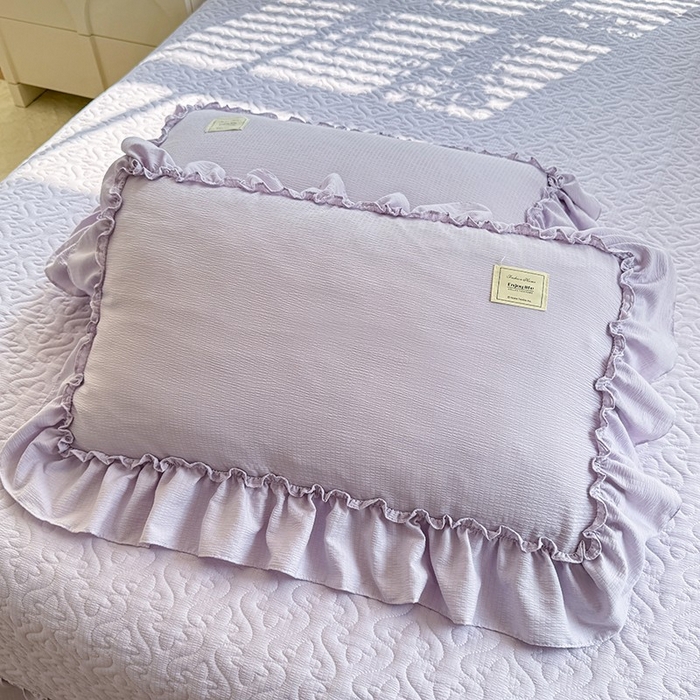 91家纺网 家纺一手货源 找家纺 花香四季家纺 2025新款泡芙小姐双层纱华夫格柔棉夹棉绗缝床盖床垫子单件三件套 泡芙小姐-紫