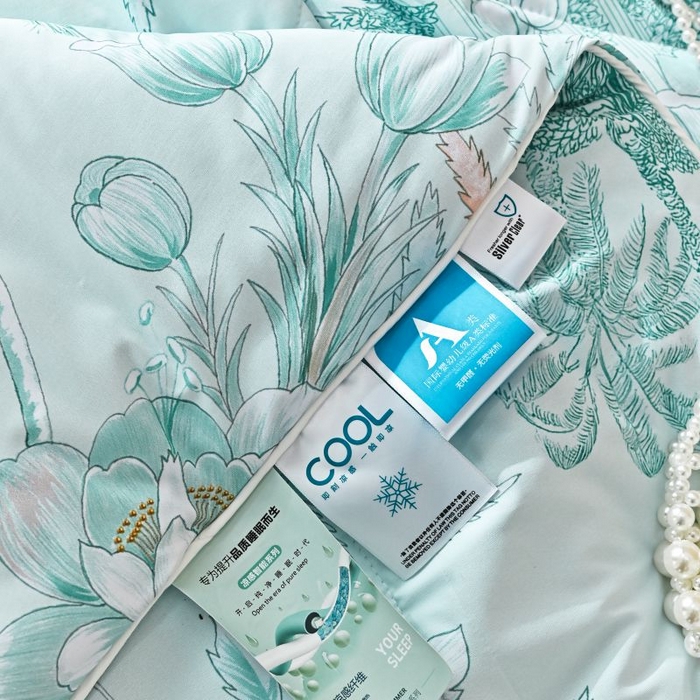 91家纺网 家纺一手货源 找家纺 佳居缘 2025新款A类冰氨双面数码印花凉感夏被 锦绣-绿