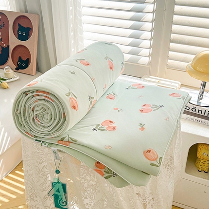 91家纺网 家纺一手货源 找家纺 （总）好梦来家纺（原锦茂家纺） 2025年新款A类数码印花纯色夏凉被凉感丝数夏被冰淇淋夏被空调被西瓜被真丝天丝