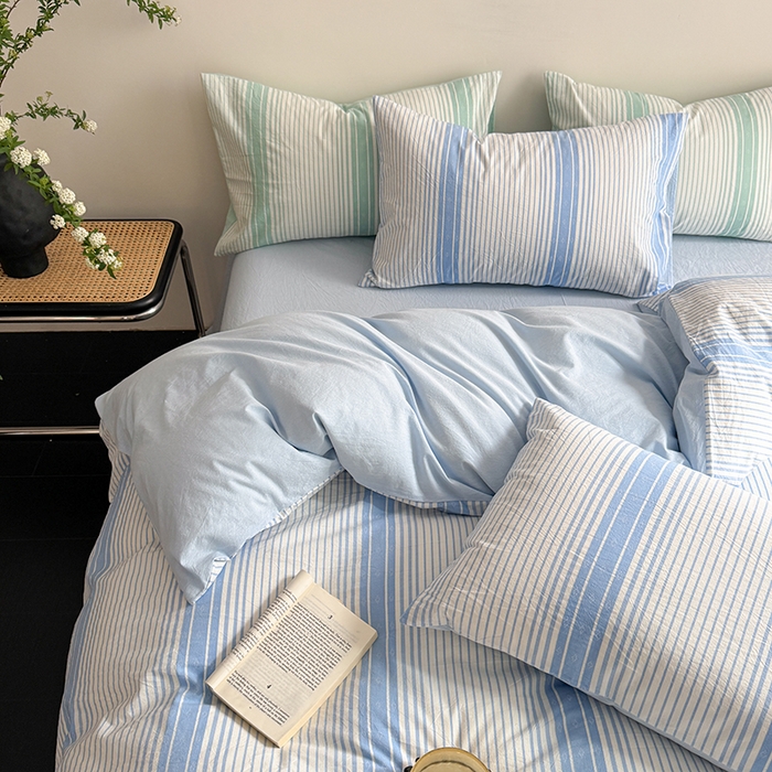 91家纺网 家纺一手货源 找家纺 玖弘家居 2025新款提花全棉四件套-繁星 繁星-蓝