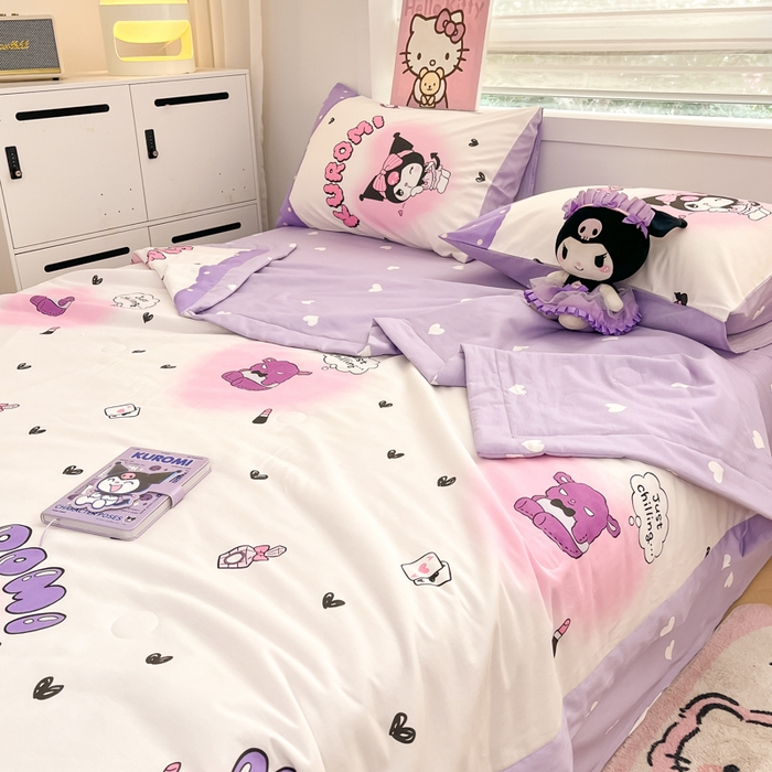 91家纺网 家纺一手货源 找家纺 博雅 2025新款三丽鸥全棉纯棉夏被夏凉被空调被四件套 夏被全棉-梦想库洛米