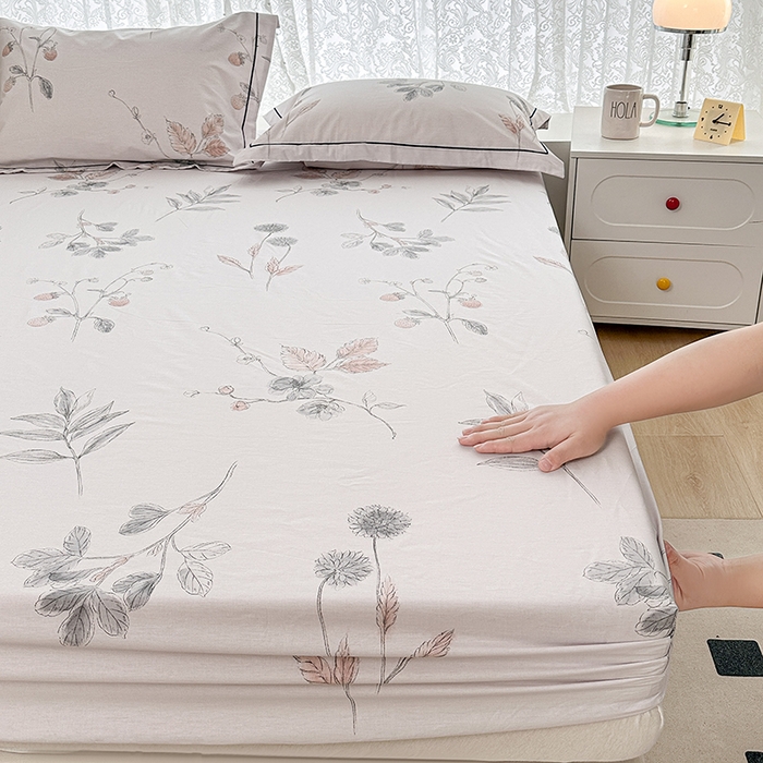 91家纺网 家纺一手货源 找家纺 锦罗绣 2025新款全棉13376印花套件单品单床笠 小思绪-粉