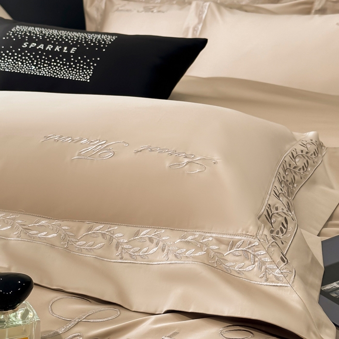 91家纺网 家纺一手货源 找家纺 安妮家居 2025新款全棉A类麦穗系列四件套 麦穗-驼色