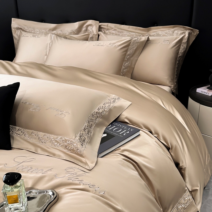 91家纺网 家纺一手货源 找家纺 安妮家居 2025新款全棉A类麦穗系列四件套 麦穗-驼色