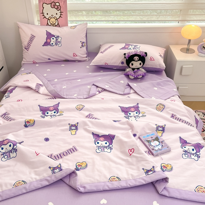 91家纺网 家纺一手货源 找家纺 博雅 2025新款三丽鸥全棉纯棉夏被夏凉被空调被四件套 夏被全棉-多彩库洛米