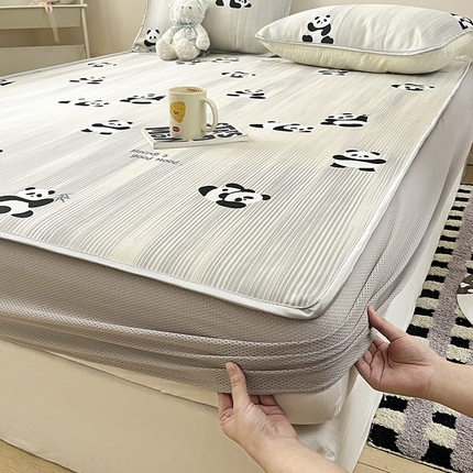 91家纺网 家纺一手货源 找家纺 （总）摩妮卡 2025新款数码碳光席冰丝席三件套床笠款