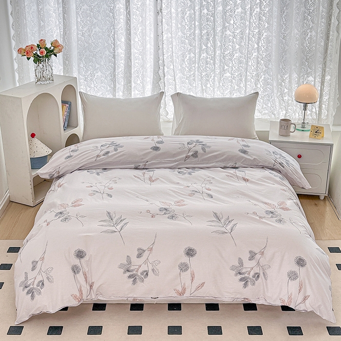 91家纺网 家纺一手货源 找家纺 锦罗绣 2025新款全棉13376印花套件单品单被套 小思绪-粉