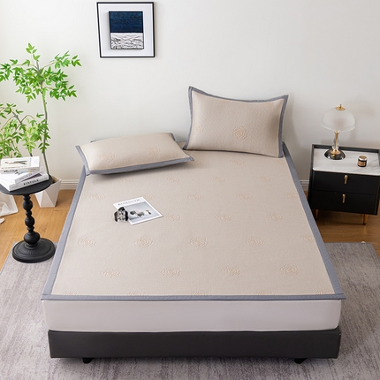 91家纺网 家纺一手货源 找家纺 （总）2025新款山茶花系列冰豆豆床笠款凉席两件套三件套