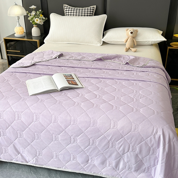 91家纺网 家纺一手货源 找家纺 爱洛家纺 2025新款A类凉感丝夏被被子被芯 紫色