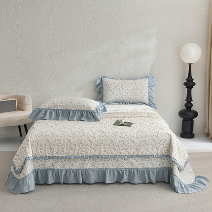 91家纺网 家纺一手货源 找家纺 （总）有货 2025春夏新款全棉纯棉双层纱夏被夏凉被空调被+床盖三件套