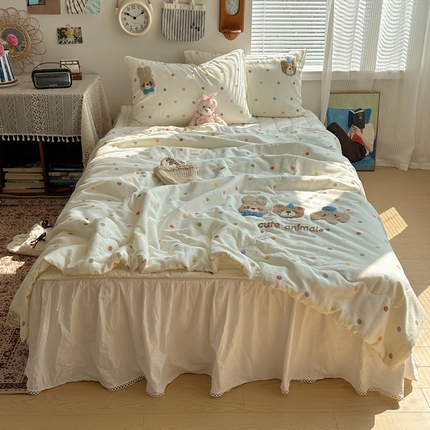 91家纺网 家纺一手货源 找家纺 （总）TT.one 塔塔家居 2025全棉双层纱毛巾绣夏被三件套