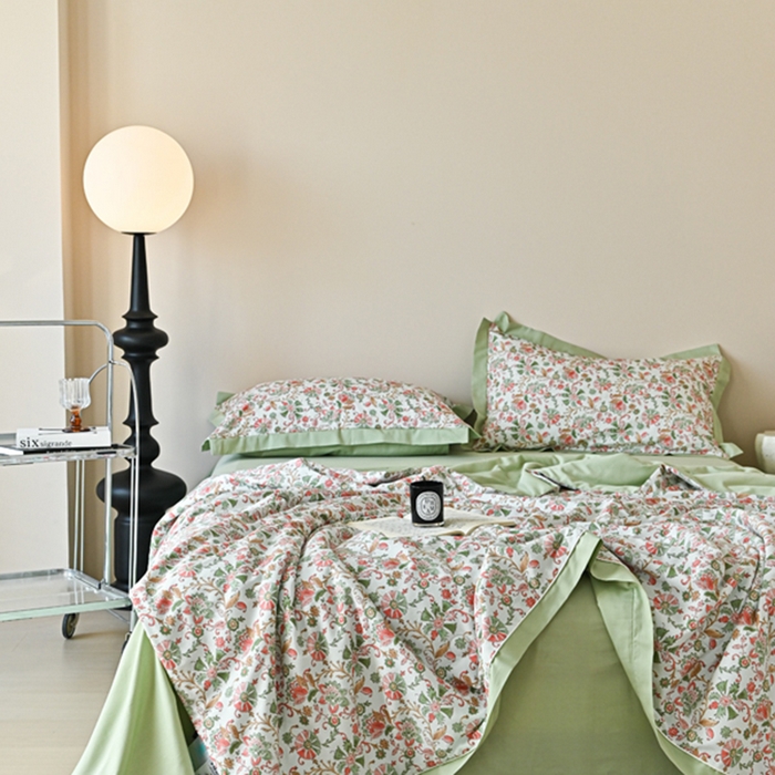 91家纺网 家纺一手货源 找家纺 佳居缘 2025新款天丝棉大豆印花夏被四件套 莫奈