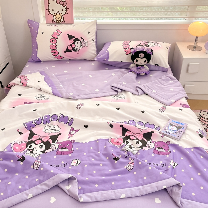 91家纺网 家纺一手货源 找家纺 博雅 2025新款三丽鸥全棉纯棉夏被夏凉被空调被四件套 夏被全棉-梦想库洛米