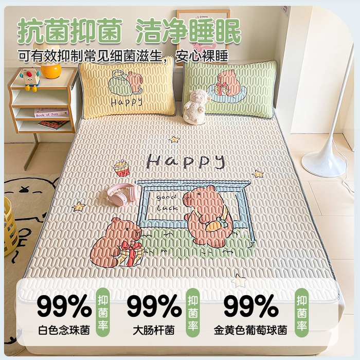 91家纺网 家纺一手货源 找家纺 布卢姆床垫 2025新款A类大版数码凉感丝乳胶凉席 好运每天