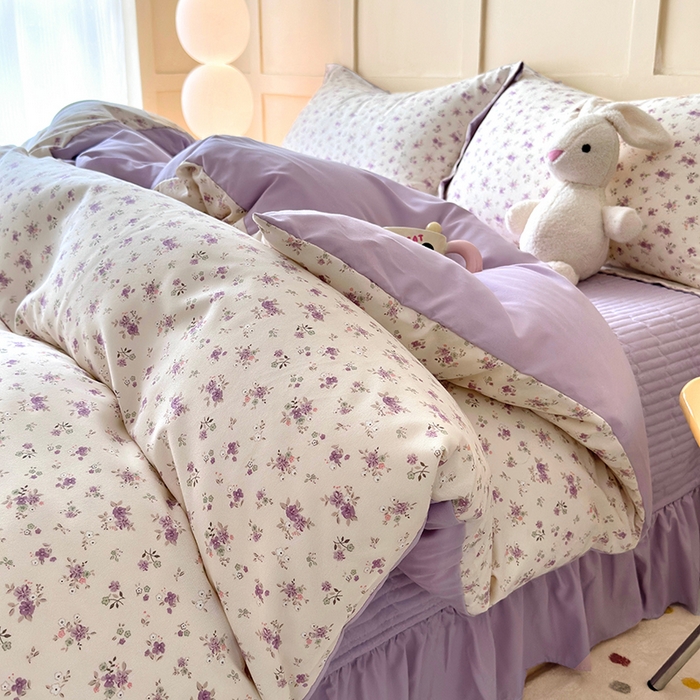 91家纺网 家纺一手货源 找家纺 人人爱 2025新款有氧针织棉双层纱床盖款四件套 雷拉小姐