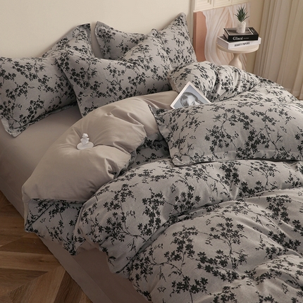 昊川家纺 2025新款全棉双层纱水洗色织大提花四件套 疏影