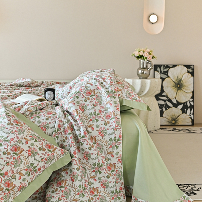 91家纺网 家纺一手货源 找家纺 佳居缘 2025新款天丝棉大豆印花夏被四件套 莫奈