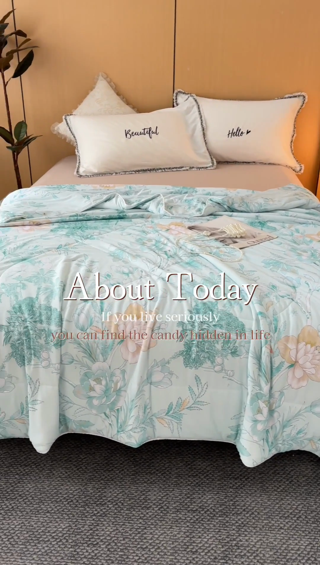 91家纺网 家纺一手货源 找家纺 佳居缘 2025新款A类冰氨双面数码印花凉感夏被 锦绣-绿