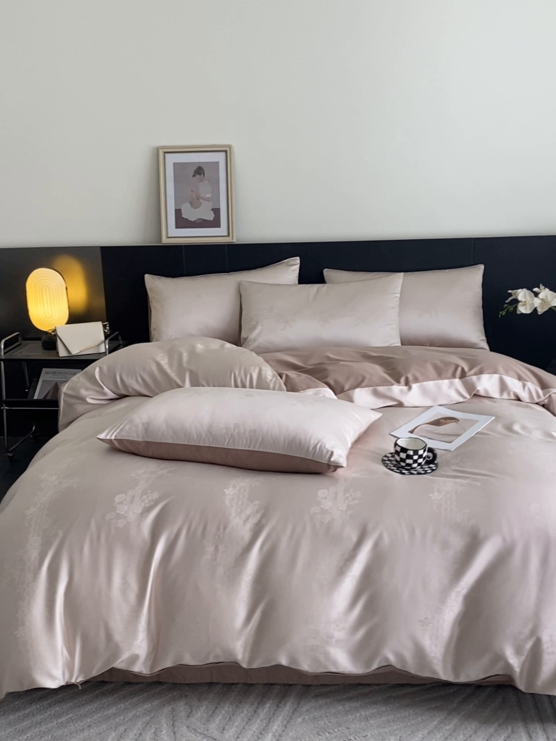 91家纺网 家纺一手货源 找家纺 琪格格纺织 2025春夏新款莱赛尔天丝四件套 莱赛尔 花淡妍