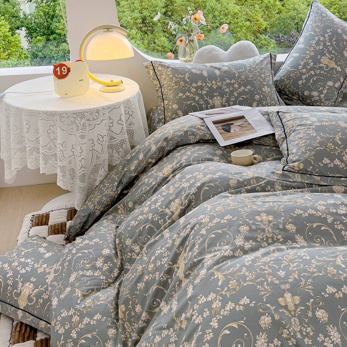 91家纺网 家纺一手货源 找家纺 锦罗绣 2025新款全棉13376印花套件单品 波光花纹