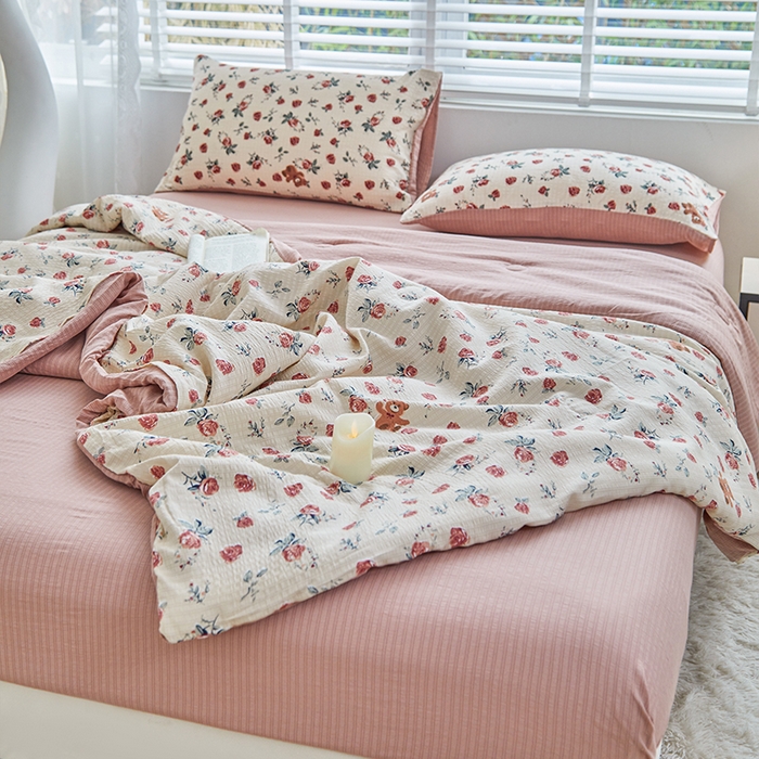 91家纺网 家纺一手货源 找家纺 迪乐妮 2025新款彩竺棉夏被四件套 漫花