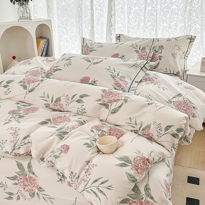 91家纺网 家纺一手货源 找家纺 锦罗绣 2025新款全棉13376印花套件单品单被套 暗香花-红