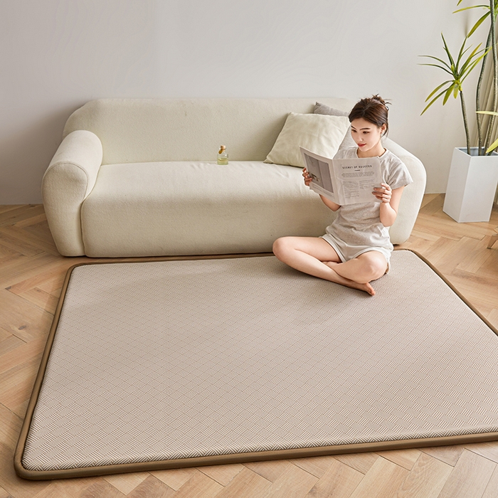 91家纺网 家纺一手货源 找家纺 迪乐妮 2025新款抑菌冰丝地垫床垫爬爬垫-大床图 抑菌冰丝垫+饼干花-咖色