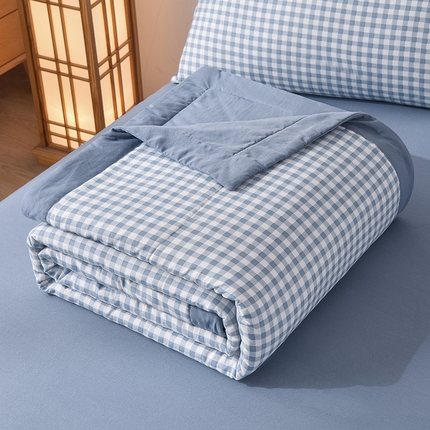 91家纺网 家纺一手货源 找家纺 玉清坊 2025新款色织水洗棉新疆棉花夏被【支持一件代发】 蓝小格