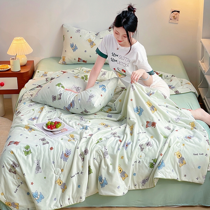 91家纺网 家纺一手货源 找家纺 简爱 2025新款A类针织棉大豆纤维夏被 嘟嘟狗