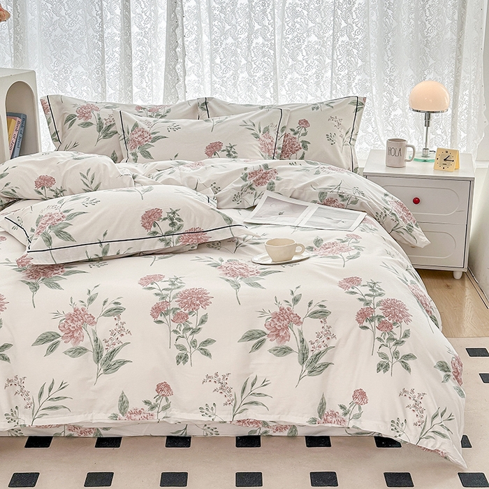 91家纺网 家纺一手货源 找家纺 锦罗绣 2025新款全棉13376印花套件单品单被套 暗香花-红