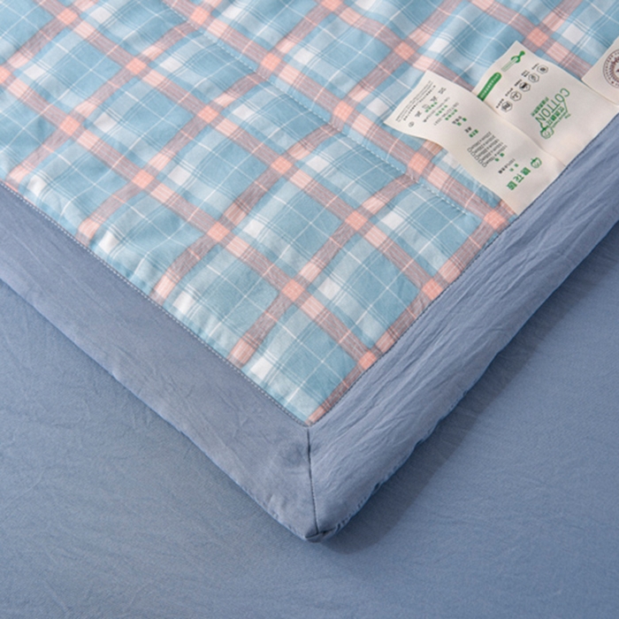 91家纺网 家纺一手货源 找家纺 玉清坊 2025新款色织水洗棉新疆棉花夏被【支持一件代发】 洛卡-蓝