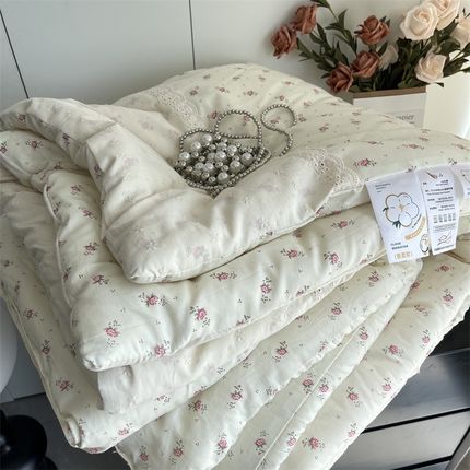 奈萝家纺 奈萝2025新款全棉13372法式花边纯棉夏被春秋被 玫瑰花园