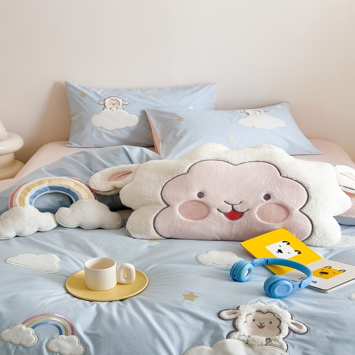 91家纺网 家纺一手货源 找家纺 朗莎家纺 2025新款40支全棉水洗五件套 喜羊羊