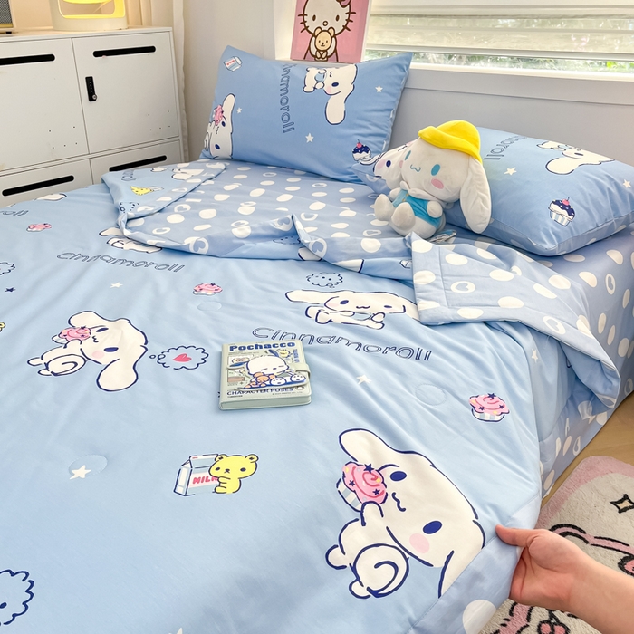 91家纺网 家纺一手货源 找家纺 博雅 2025新款三丽鸥全棉纯棉夏被夏凉被空调被四件套 夏被全棉-甜品玉桂狗