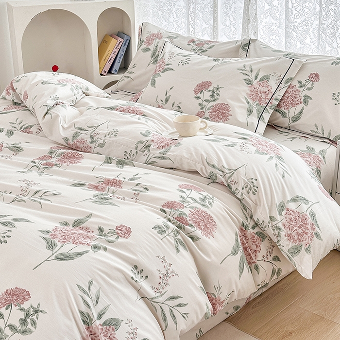 91家纺网 家纺一手货源 找家纺 锦罗绣 2025新款全棉13376印花套件单品单被套 暗香花-红