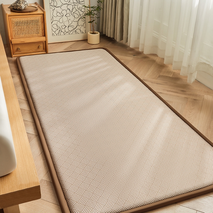 91家纺网 家纺一手货源 找家纺 迪乐妮 2025新款抑菌冰丝地垫床垫爬爬垫-小床图 抑菌冰丝垫饼干花-咖色