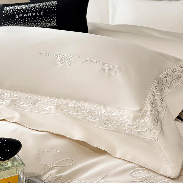 91家纺网 家纺一手货源 找家纺 安妮家居 2025新款全棉A类麦穗系列四件套 麦穗-米白