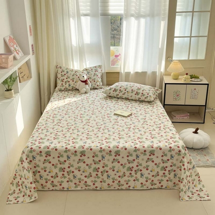 新印象 2025春夏新款三枚锻卡老粗布单床单凉席席子床单单件 甜甜草莓