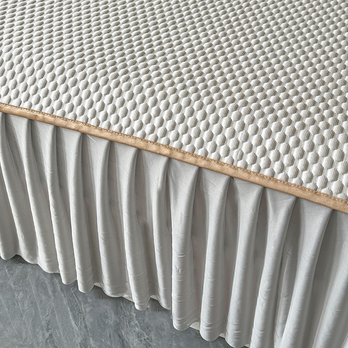 91家纺网 家纺一手货源 找家纺 爱洛家纺 2025新款凉感丝豆豆四件套床裙席 浅灰~豆豆