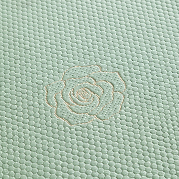 91家纺网 家纺一手货源 找家纺 2025新款山茶花系列冰豆豆凉席 山茶花床笠款-绿