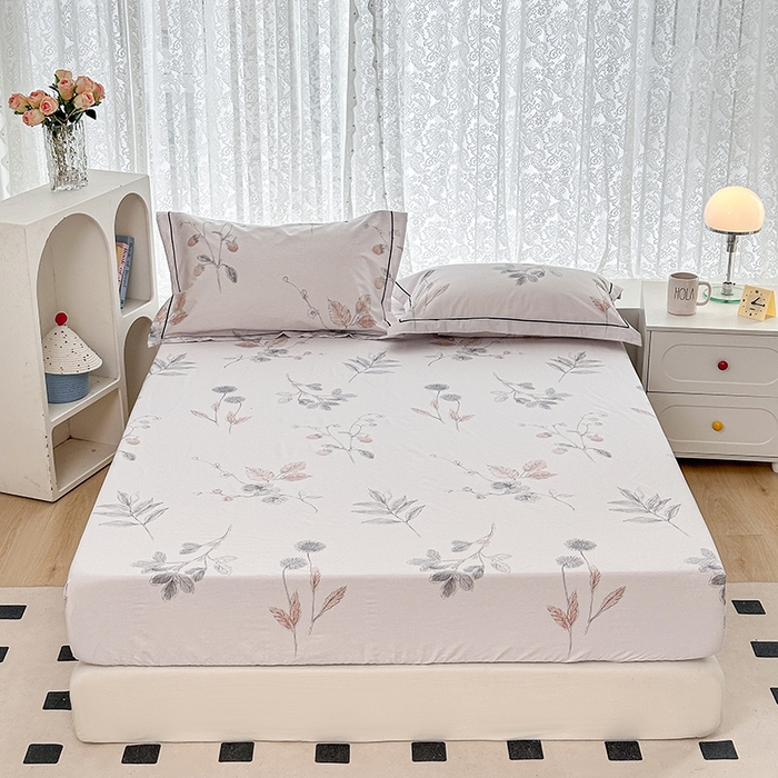 91家纺网 家纺一手货源 找家纺 锦罗绣 2025新款全棉13376印花套件单品单床笠 小思绪-粉