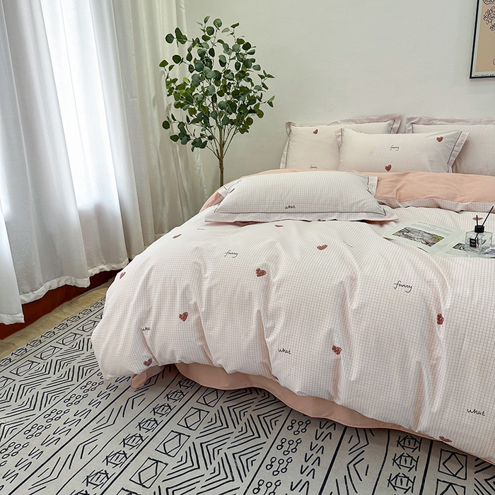 91家纺网 家纺一手货源 找家纺 橙艺 2025新款春夏铂金全棉四件套第二波 微光-粉